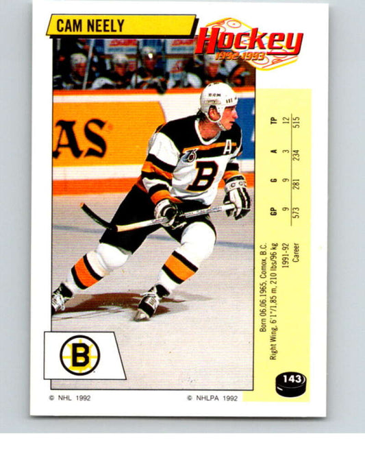 1992-93 Panini Stickers Hockey  #143 Cam Neely  Boston Bruins  V82745 Image 1