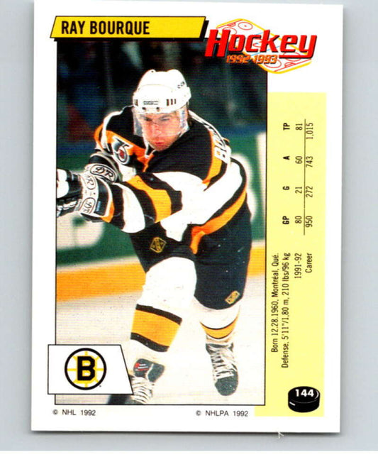 1992-93 Panini Stickers Hockey  #144 Ray Bourque  Boston Bruins  V82749 Image 1