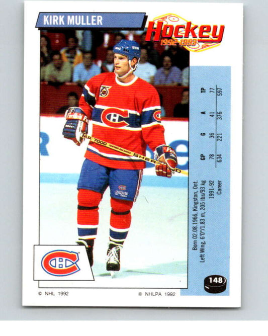 1992-93 Panini Stickers Hockey  #148 Kirk Muller  Montreal Canadiens  V82754 Image 1