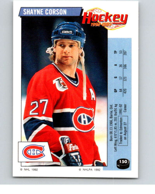 1992-93 Panini Stickers Hockey  #150 Shayne Corson   V82758 Image 1