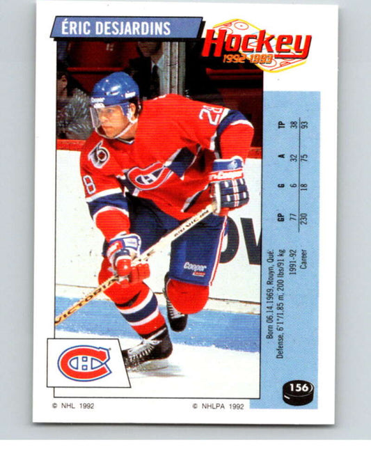 1992-93 Panini Stickers Hockey  #156 Eric Desjardins  Montreal Canadiens  V82778 Image 1