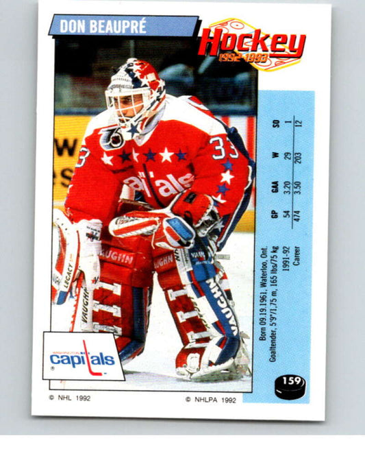 1992-93 Panini Stickers Hockey  #159 Don Beaupre  Washington Capitals  V82784 Image 1