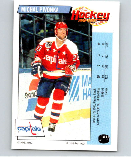 1992-93 Panini Stickers Hockey  #161 Michal Pivonka  Washington Capitals  V82790 Image 1