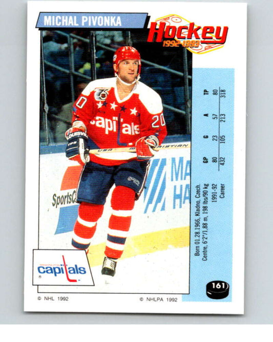 1992-93 Panini Stickers Hockey  #161 Michal Pivonka  Washington Capitals  V82791 Image 1