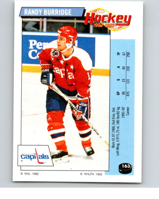 1992-93 Panini Stickers Hockey  #163 Randy Burridge  Washington Capitals  V82797 Image 1