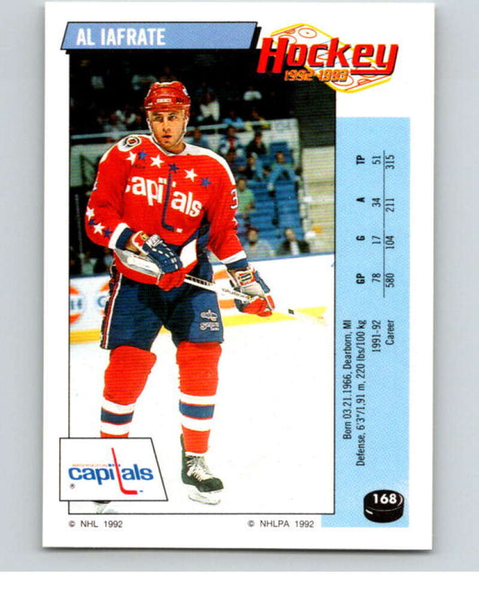 1992-93 Panini Stickers Hockey  #168 Al Iafrate  Washington Capitals  V82807 Image 1