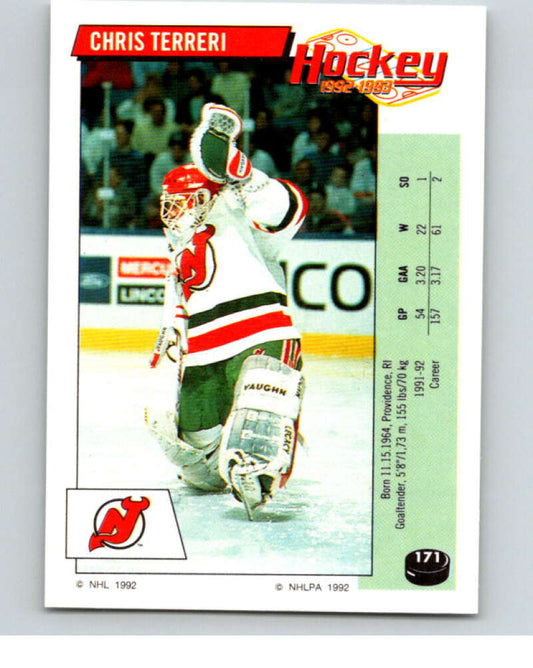 1992-93 Panini Stickers Hockey  #171 Chris Terreri  New Jersey Devils  V82815 Image 1