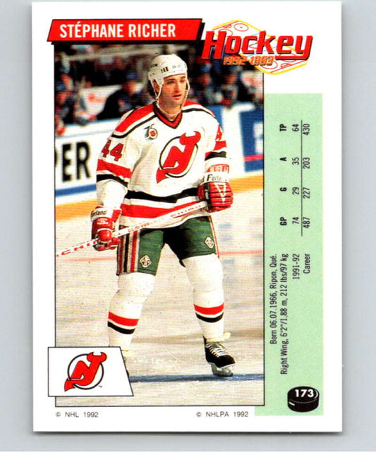 1992-93 Panini Stickers Hockey  #173 Stephane Richer  New Jersey Devils  V82819 Image 1