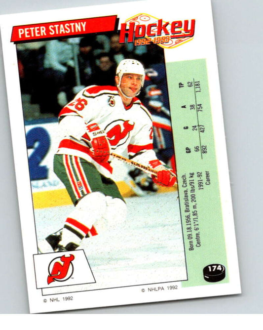 1992-93 Panini Stickers Hockey  #174 Peter Stastny  New Jersey Devils  V82821 Image 1