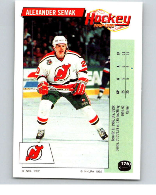 1992-93 Panini Stickers Hockey  #176 Alexander Semak  New Jersey Devils  V82826 Image 1