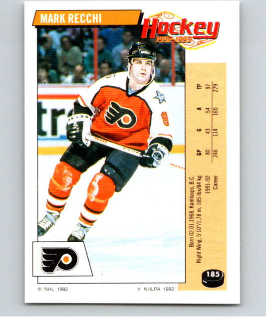 1992-93 Panini Stickers Hockey  #185 Mark Recchi   V82842 Image 1