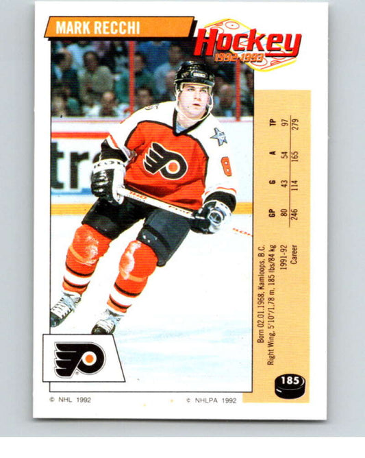 1992-93 Panini Stickers Hockey  #185 Mark Recchi   V82843 Image 1