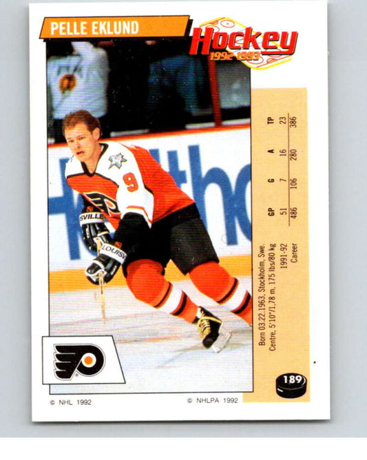 1992-93 Panini Stickers Hockey  #189 Pelle Eklund  Philadelphia Flyers  V82858 Image 1