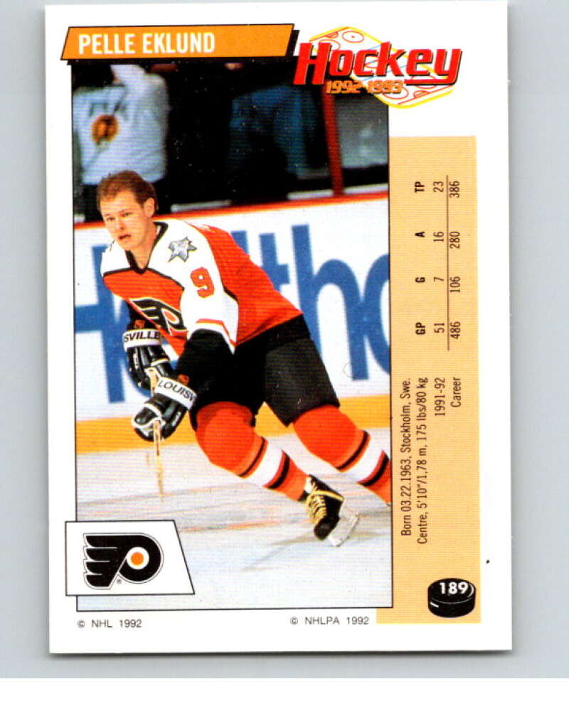 1992-93 Panini Stickers Hockey  #189 Pelle Eklund  Philadelphia Flyers  V82858 Image 1