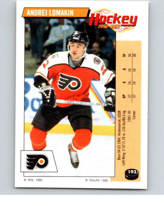1992-93 Panini Stickers Hockey  #193 Andrei Lomakin  Philadelphia Flyers  V82867 Image 1