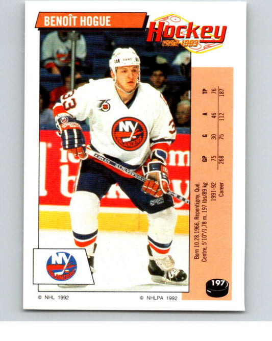 1992-93 Panini Stickers Hockey  #197 Benoit Hogue   V82873 Image 1