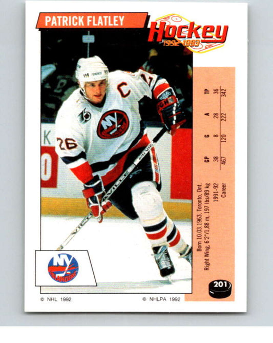 1992-93 Panini Stickers Hockey  #201 Patrick Flatley   V82878 Image 1