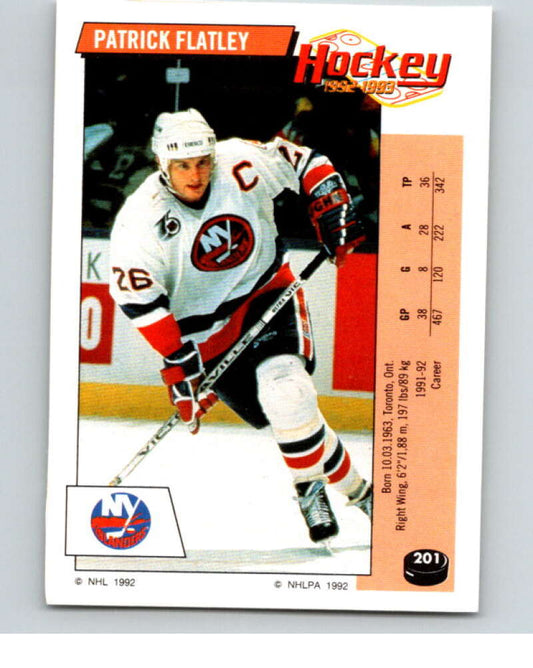 1992-93 Panini Stickers Hockey  #201 Patrick Flatley   V82879 Image 1