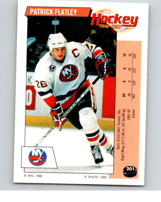 1992-93 Panini Stickers Hockey  #201 Patrick Flatley   V82880 Image 1