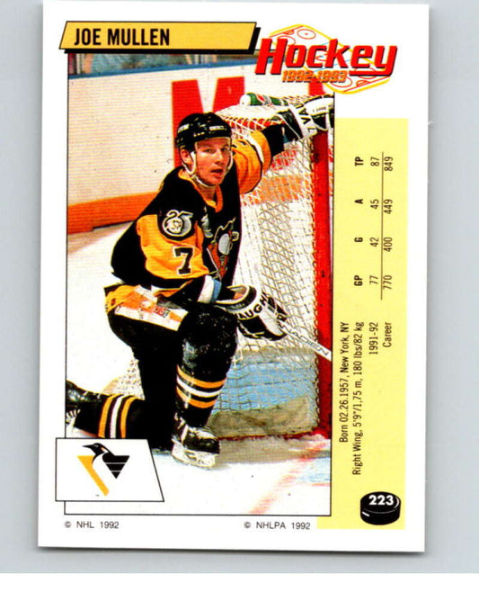 1992-93 Panini Stickers Hockey  #223 Joe Mullen  Pittsburgh Penguins  V82931 Image 1