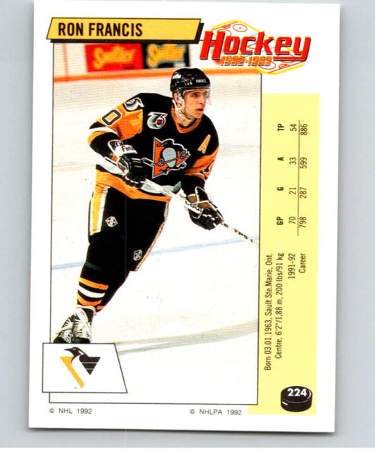 1992-93 Panini Stickers Hockey  #224 Ron Francis  Pittsburgh Penguins  V82932 Image 1