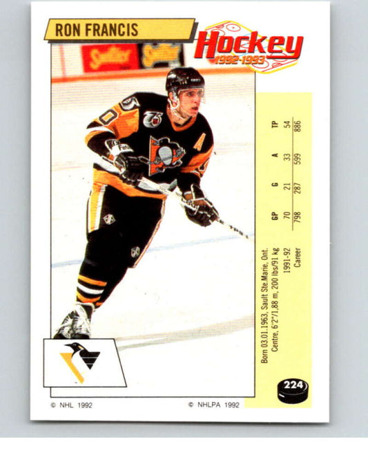 1992-93 Panini Stickers Hockey  #224 Ron Francis  Pittsburgh Penguins  V82933 Image 1