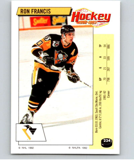 1992-93 Panini Stickers Hockey  #224 Ron Francis  Pittsburgh Penguins  V82934 Image 1