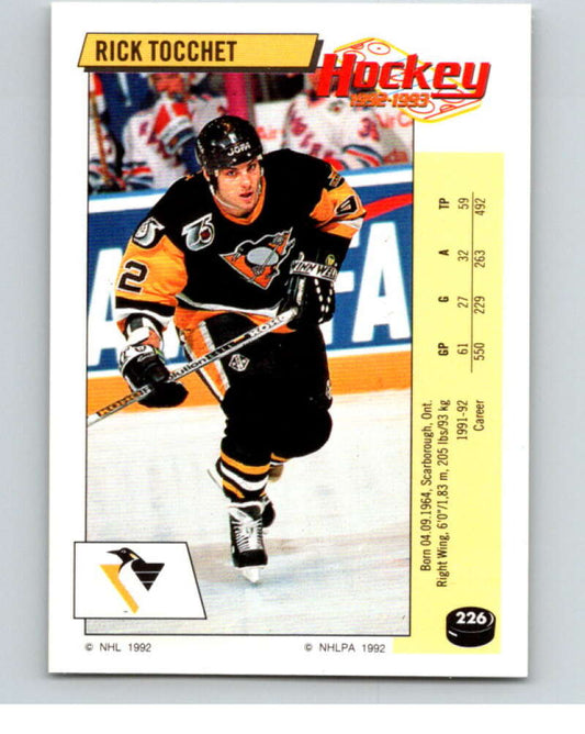 1992-93 Panini Stickers Hockey  #226 Rick Tocchet  Pittsburgh Penguins  V82942 Image 1