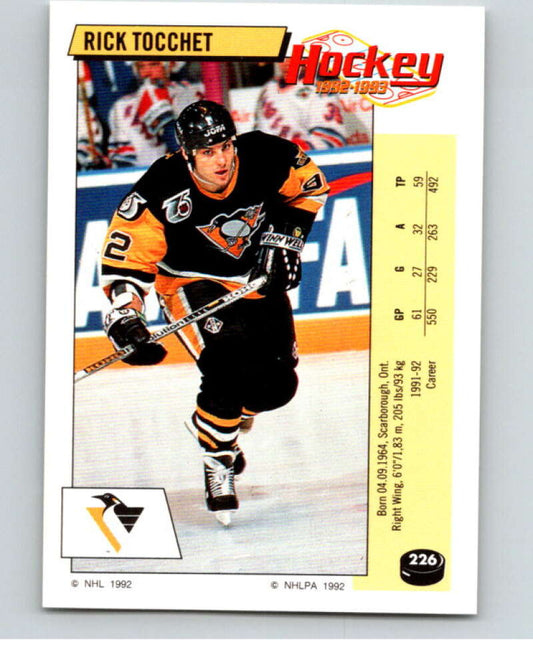 1992-93 Panini Stickers Hockey  #226 Rick Tocchet  Pittsburgh Penguins  V82943 Image 1