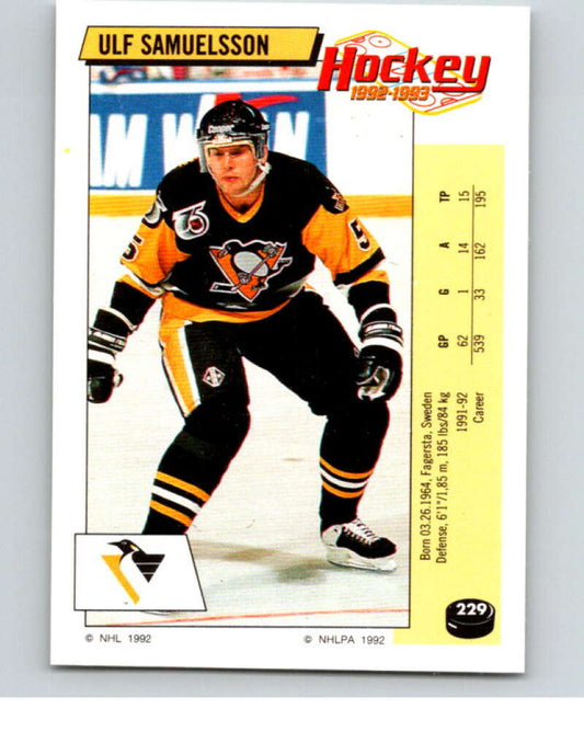1992-93 Panini Stickers Hockey  #229 Ulf Samuelsson  Pittsburgh Penguins  V82950 Image 1