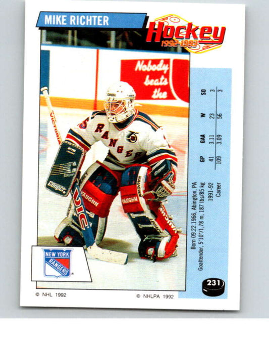 1992-93 Panini Stickers Hockey  #231 Mike Richter  New York Rangers  V82955 Image 1