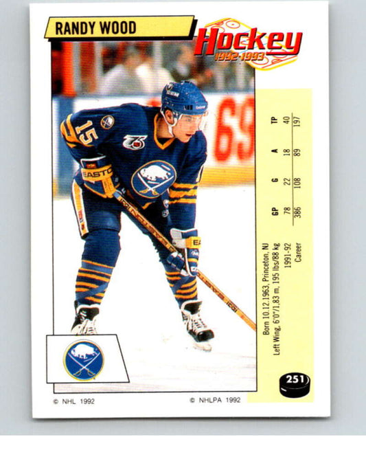 1992-93 Panini Stickers Hockey  #251 Randy Wood   V82993 Image 1