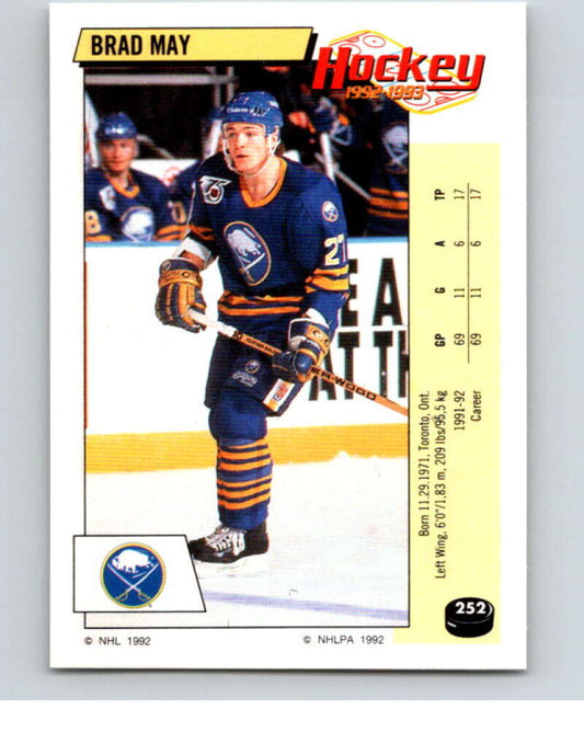 1992-93 Panini Stickers Hockey  #252 Brad May  Buffalo Sabres  V82995 Image 1