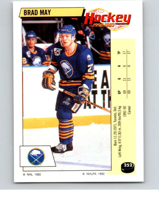 1992-93 Panini Stickers Hockey  #252 Brad May  Buffalo Sabres  V82996 Image 1