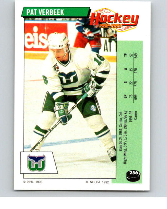1992-93 Panini Stickers Hockey  #256 Pat Verbeek  Hartford Whalers  V83001 Image 1