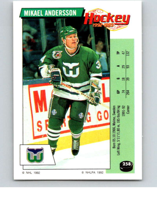 1992-93 Panini Stickers Hockey  #258 Mikael Andersson   V83005 Image 1