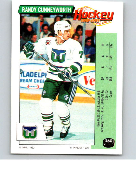 1992-93 Panini Stickers Hockey  #260 Randy Cunneyworth  Hartford Whalers  V83007 Image 1