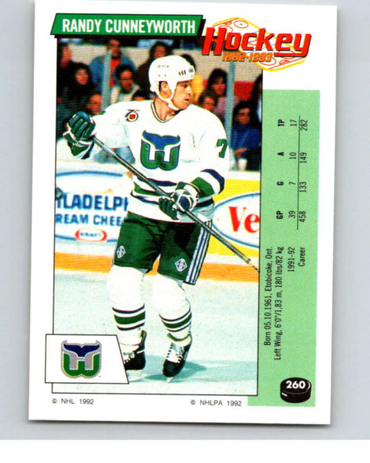 1992-93 Panini Stickers Hockey  #260 Randy Cunneyworth  Hartford Whalers  V83008 Image 1