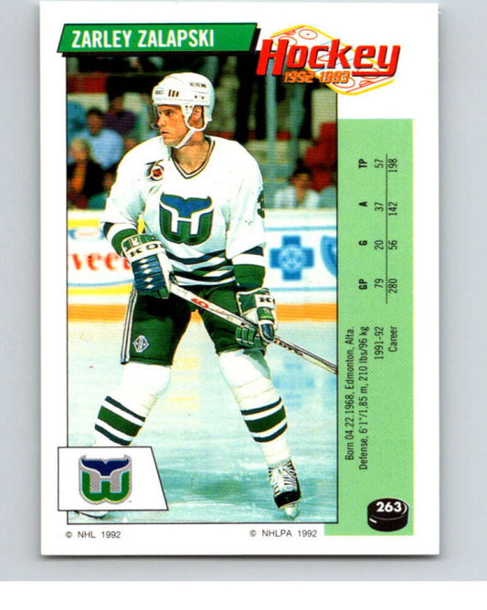 1992-93 Panini Stickers Hockey  #263 Zarley Zalapski  Hartford Whalers  V83015 Image 1