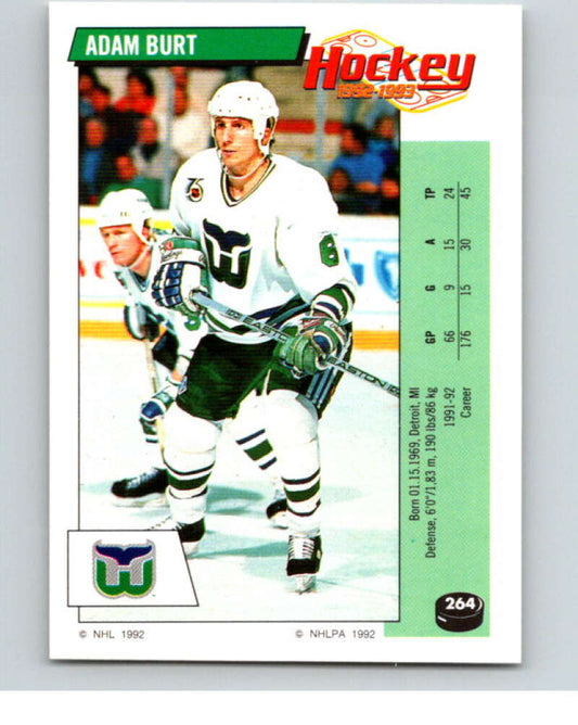 1992-93 Panini Stickers Hockey  #264 Adam Burt  Hartford Whalers  V83017 Image 1