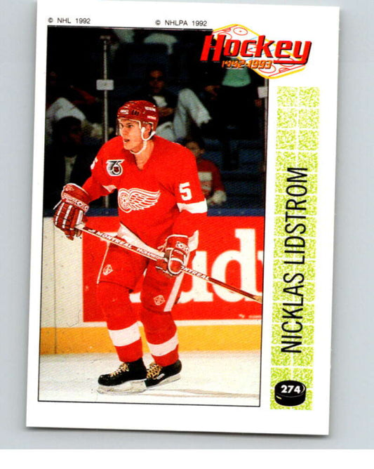 1992-93 Panini Stickers Hockey  #274 Nicklas Lidstrom  Detroit Red Wings  V83031 Image 1