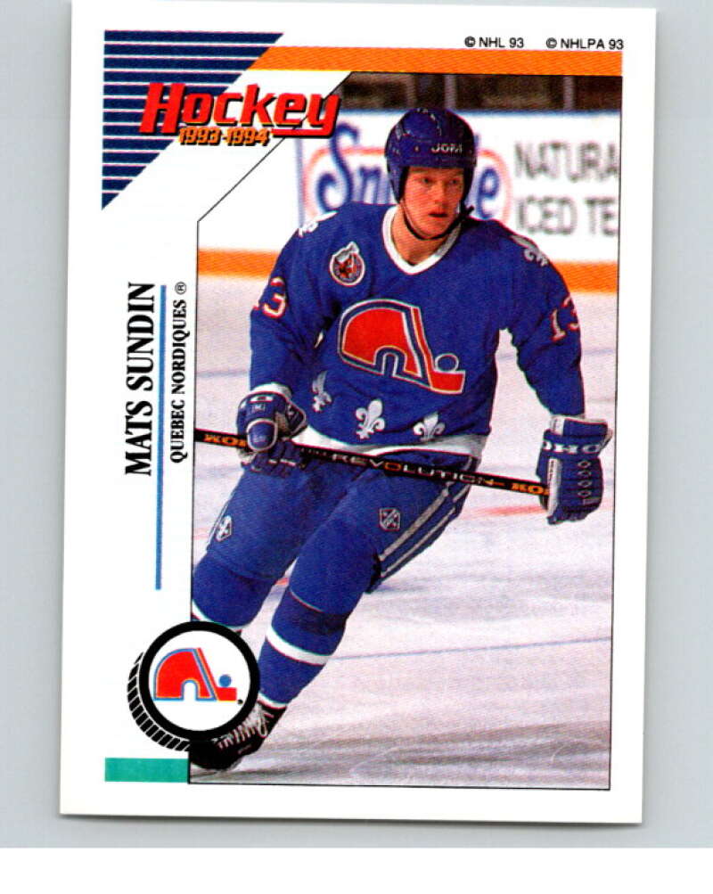 1993-94 Panini Stickers Hockey  #68 Mats Sundin  Quebec Nordiques  V83342 Image 1