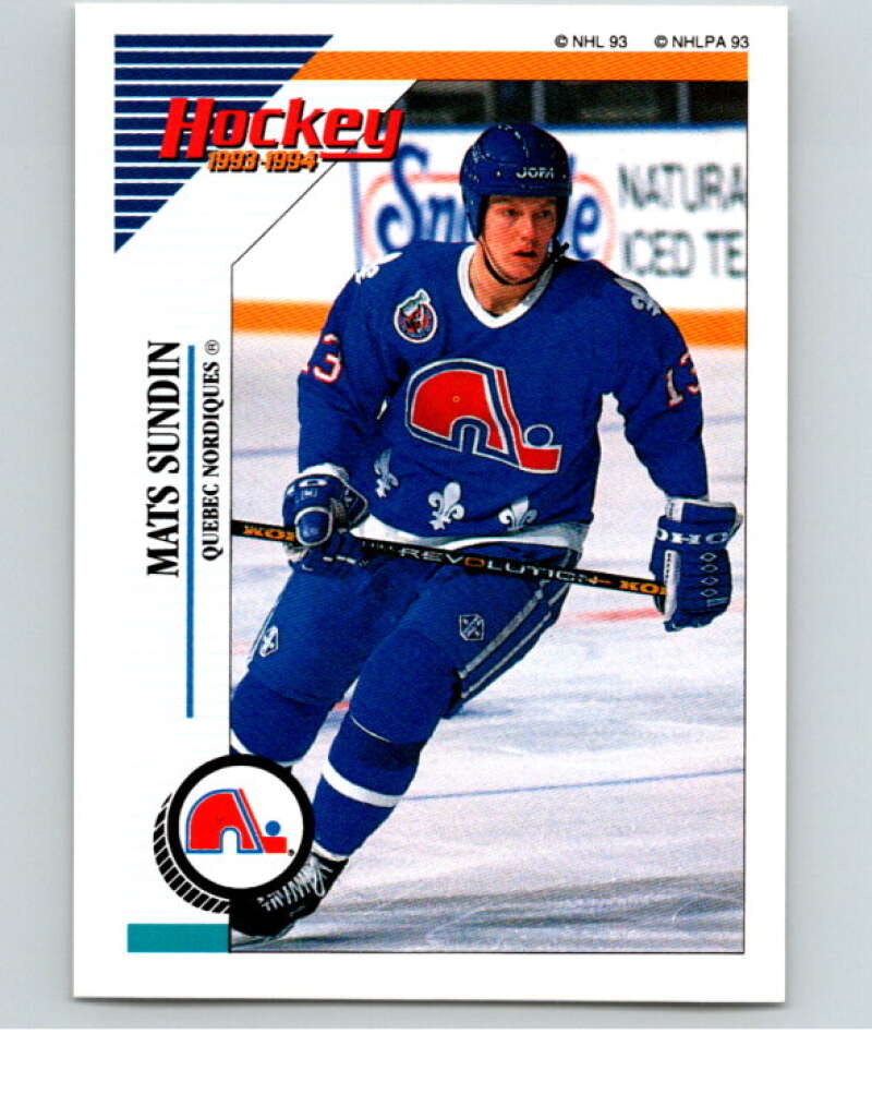 1993-94 Panini Stickers Hockey  #68 Mats Sundin  Quebec Nordiques  V83346 Image 1