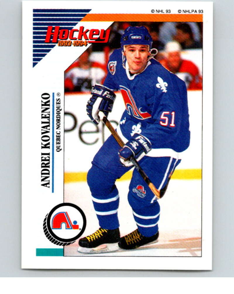 1993-94 Panini Stickers Hockey  #71 Andrei Kovalenko  Quebec Nordiques  V83359 Image 1