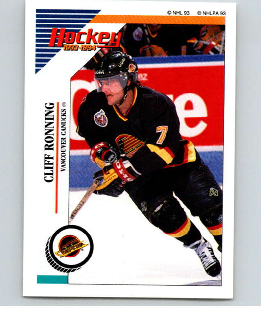 1993-94 Panini Stickers Hockey  #168 Cliff Ronning  Vancouver Canucks  V83668 Image 1