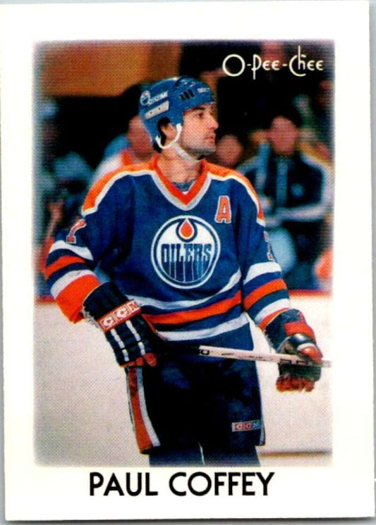 1987-88 O-Pee-Chee Minis #8 Paul Coffey  Edmonton Oilers  V84176 Image 1