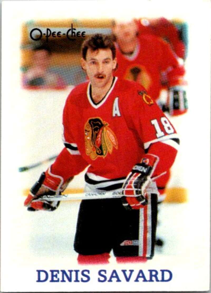 1988-89 O-Pee-Chee Minis #34 Denis Savard  Chicago Blackhawks  V84449 Image 1