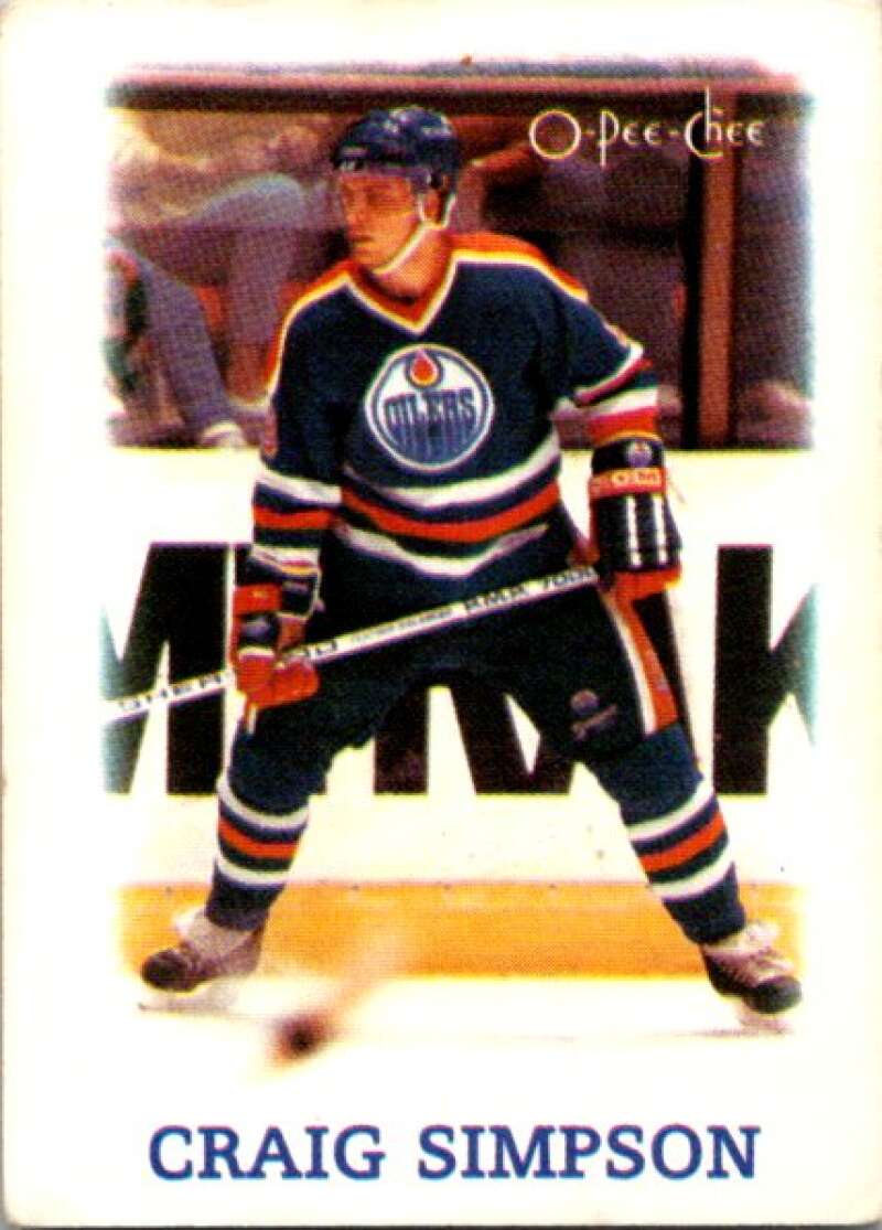 1988-89 O-Pee-Chee Minis #36 Craig Simpson  Edmonton Oilers  V84452 Image 1