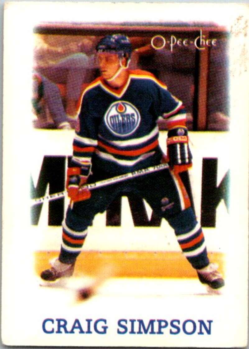 1988-89 O-Pee-Chee Minis #36 Craig Simpson  Edmonton Oilers  V84453 Image 1