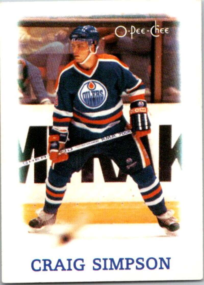 1988-89 O-Pee-Chee Minis #36 Craig Simpson  Edmonton Oilers  V84454 Image 1